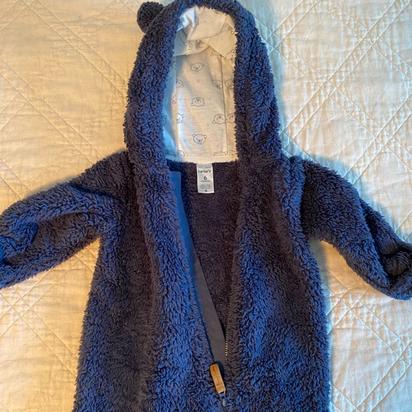 Carters Sherpa Pram - navy with teddy bear liner in hood - Picture 2 of 4